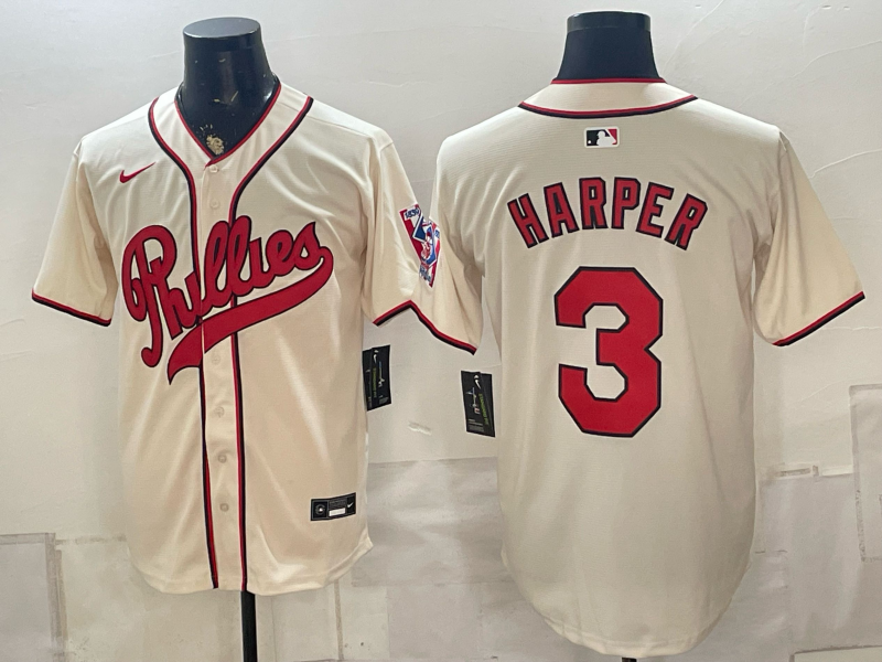 Men 2026 Philadelphia Phillies #3 Harper cream Game Nike MLB Jerseys 0823003->detroit tigers->MLB Jersey